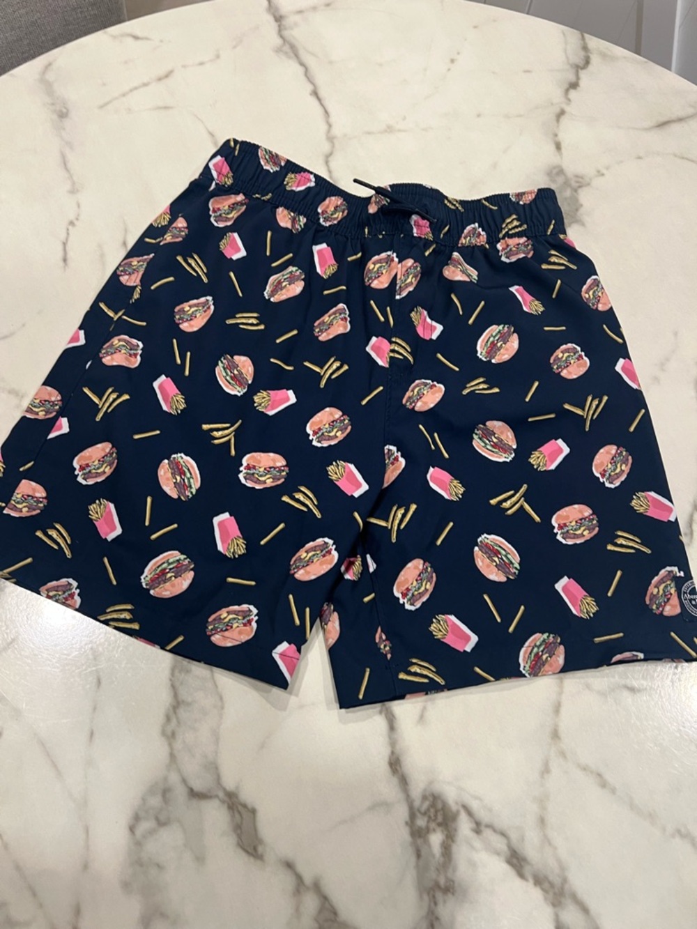 abercrombie kids Navy Burger & Fries Print Casual Shorts